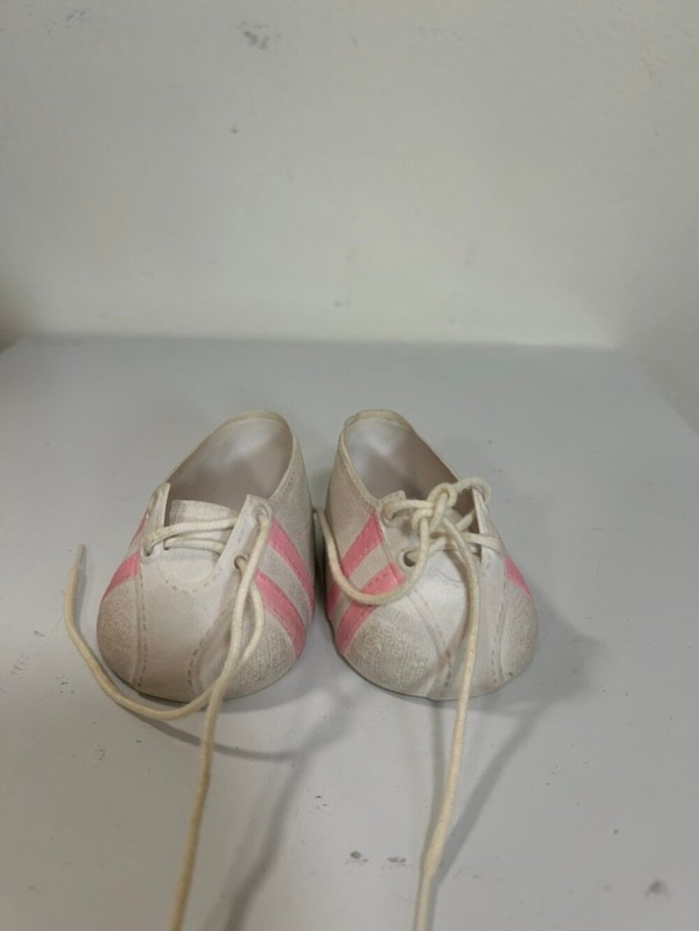 Lot of 2 Cabbage Patch Kids Sneakers Shoes White White/Pink Lace Up VTG